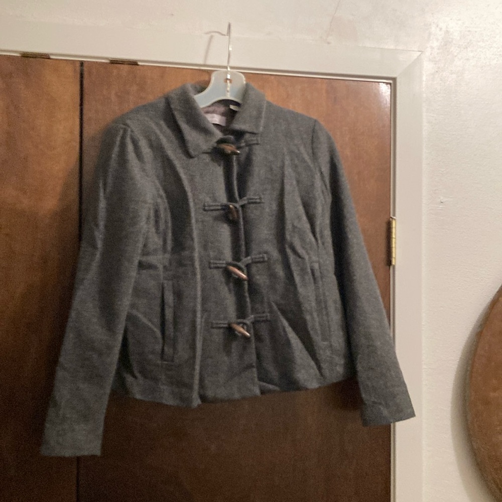 Liz Claiborne Gray Pea Coat with Toggle Closures